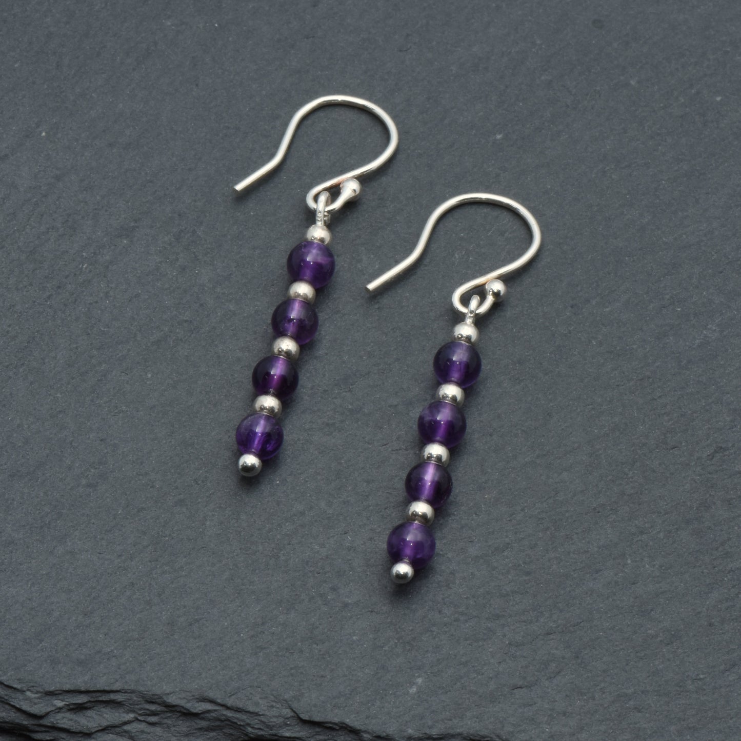 Amethyst and Sterling Silver Dangly Earrings