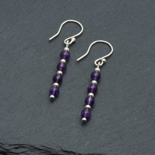 Amethyst and Sterling Silver Dangly Earrings