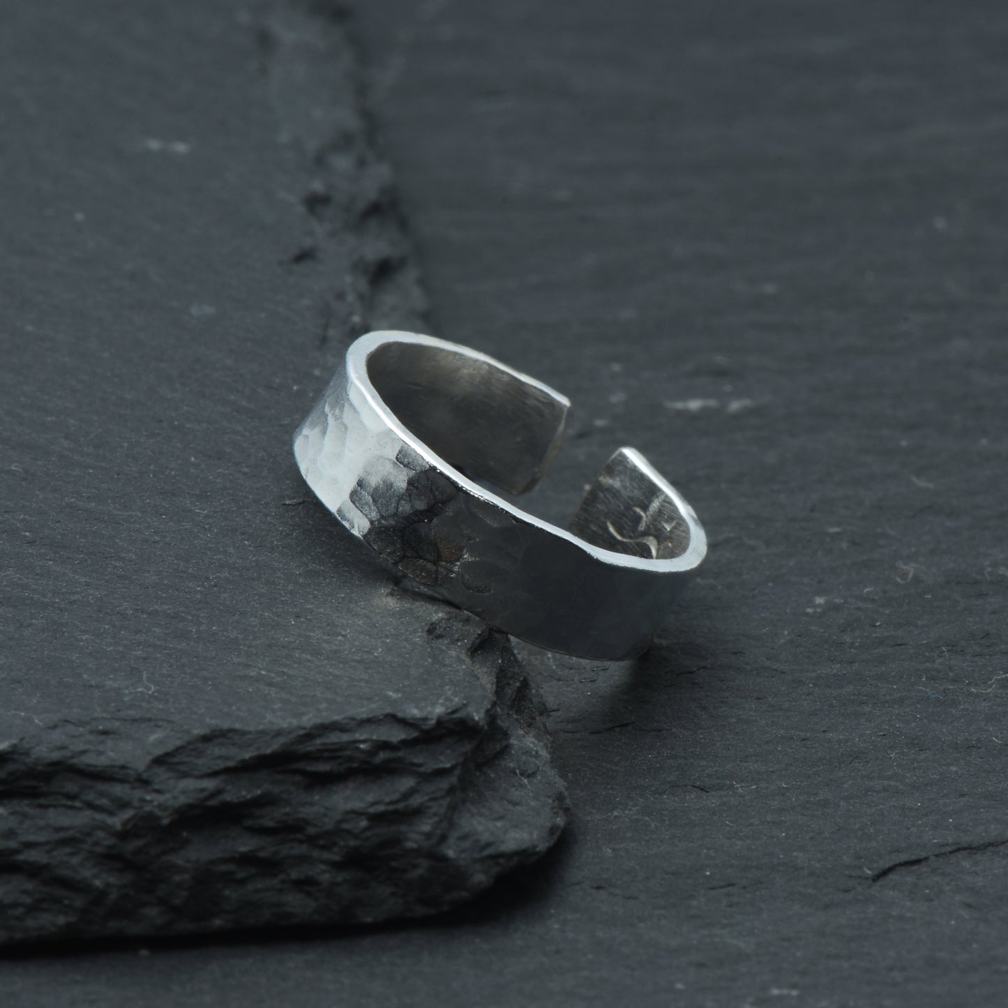 Hammered Sterling Silver Adjustable Midi Ring