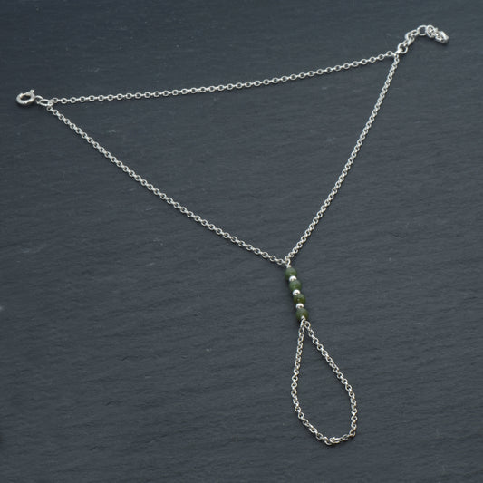 Sterling Silver and Jade Hand Chain