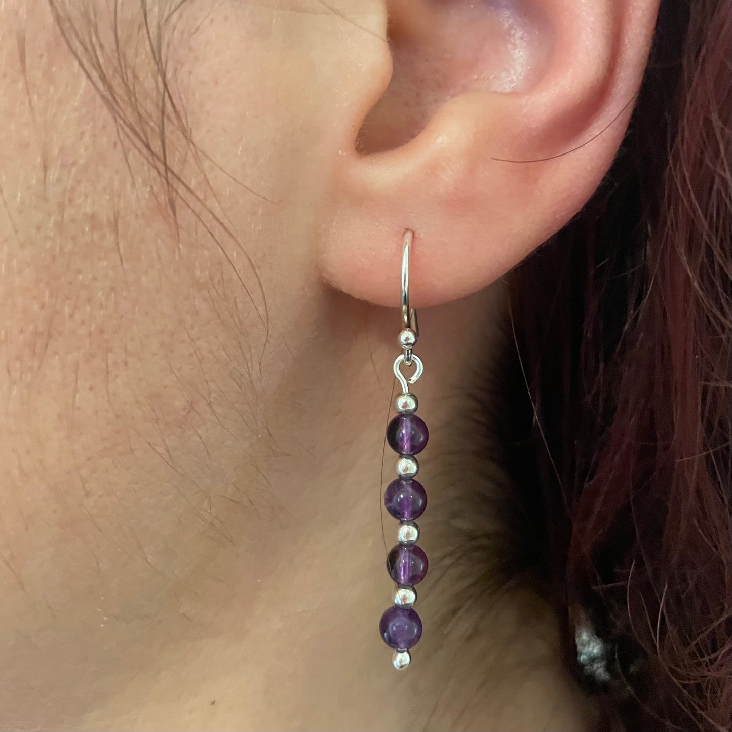 Amethyst and Sterling Silver Dangly Earrings