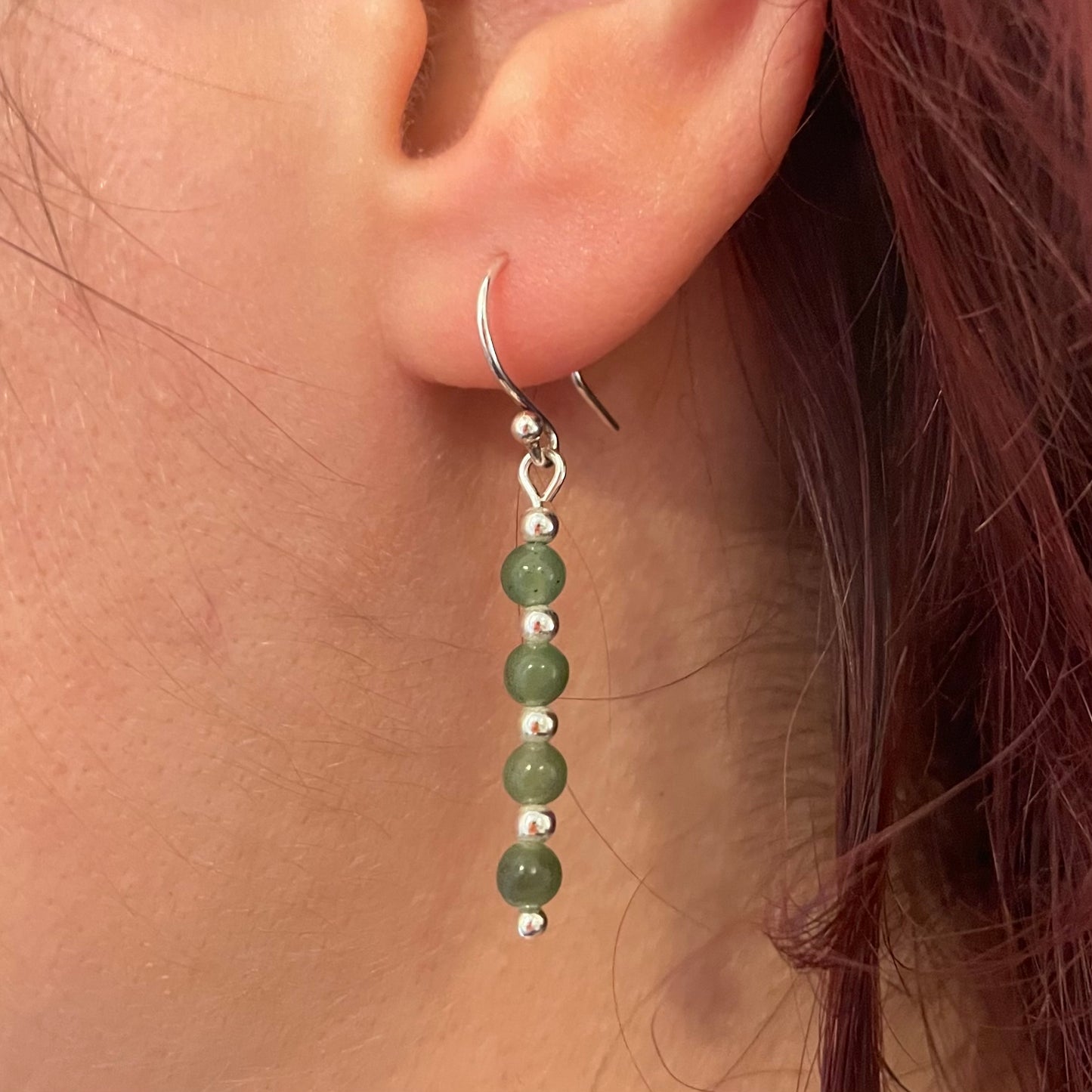 Jade and Sterling Silver Dangly Earrings