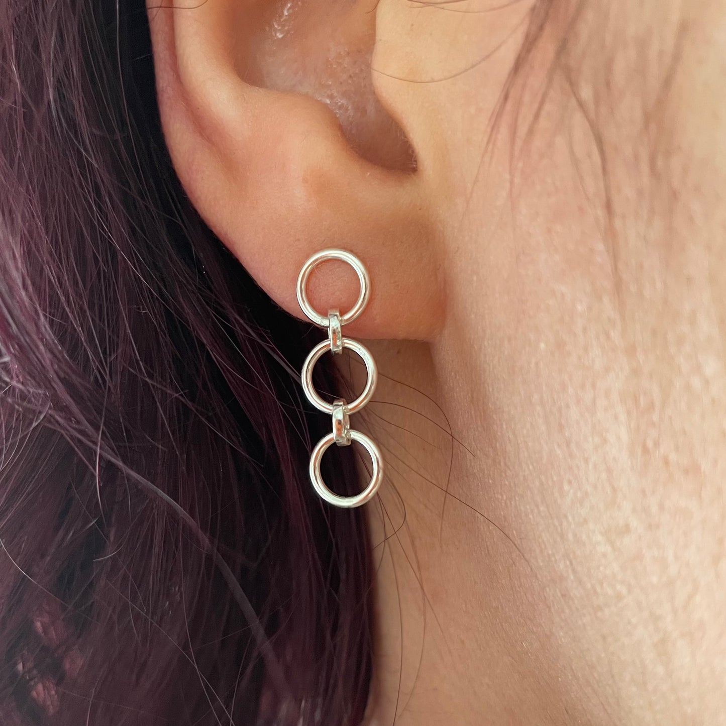Sterling Silver Circle Link Earrings