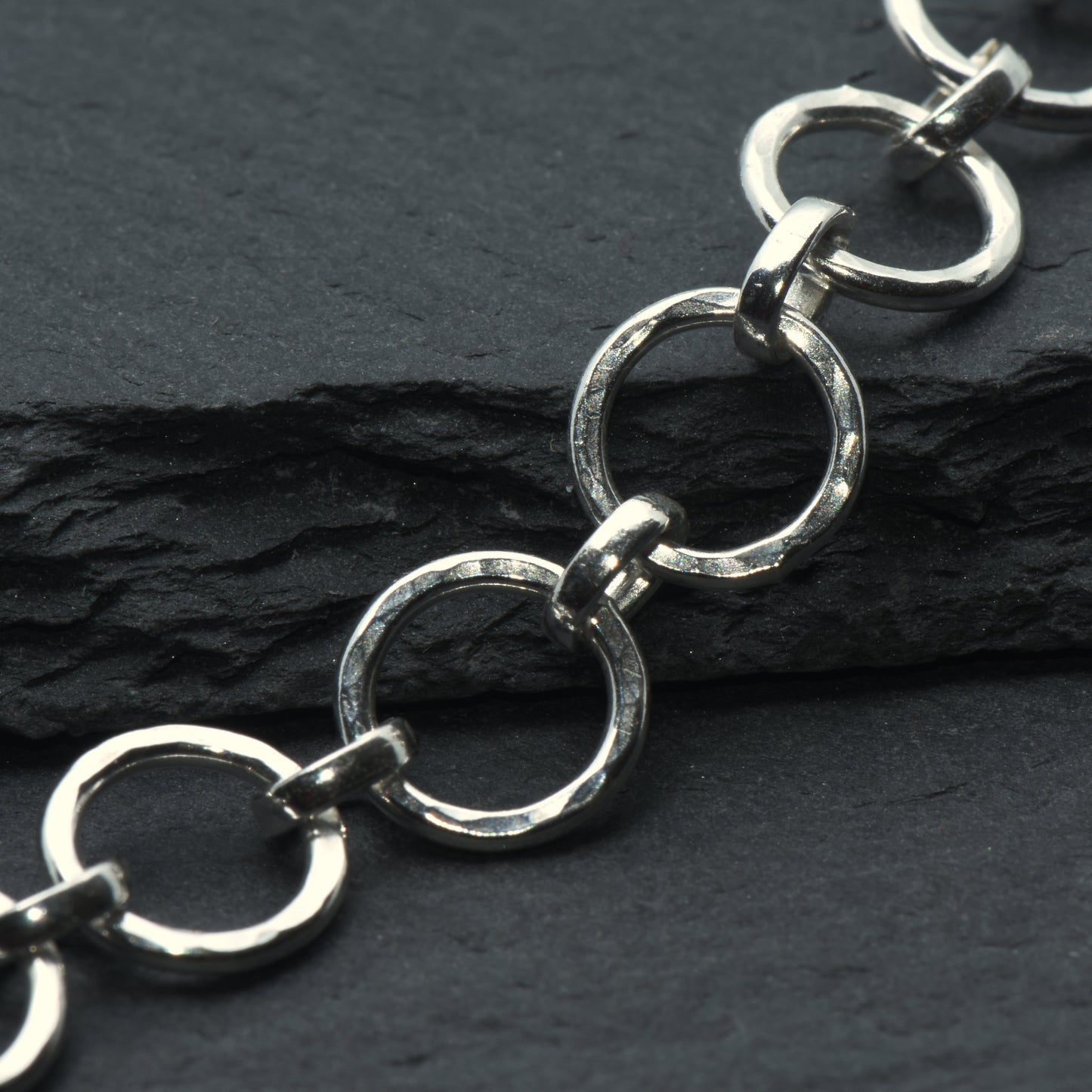 Hammered Sterling Silver Circle Link Bracelet