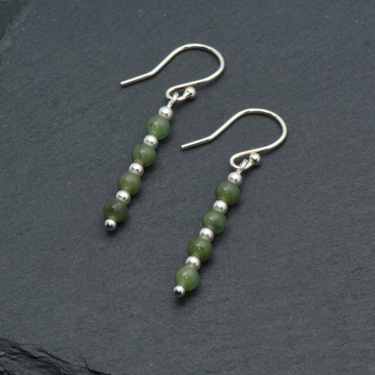 Jade and Sterling Silver Dangly Earrings