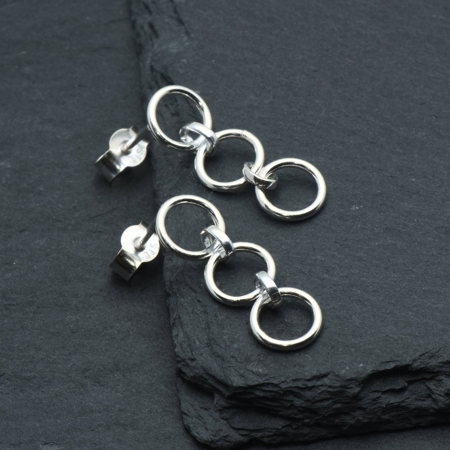 Sterling Silver Circle Link Earrings