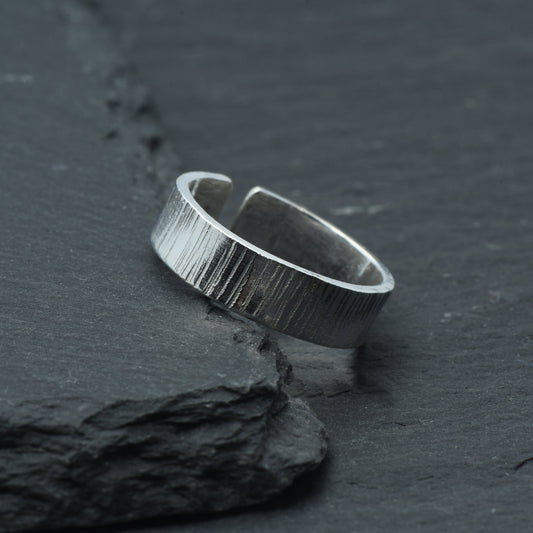 Textured Sterling Silver Adjustable Midi Ring