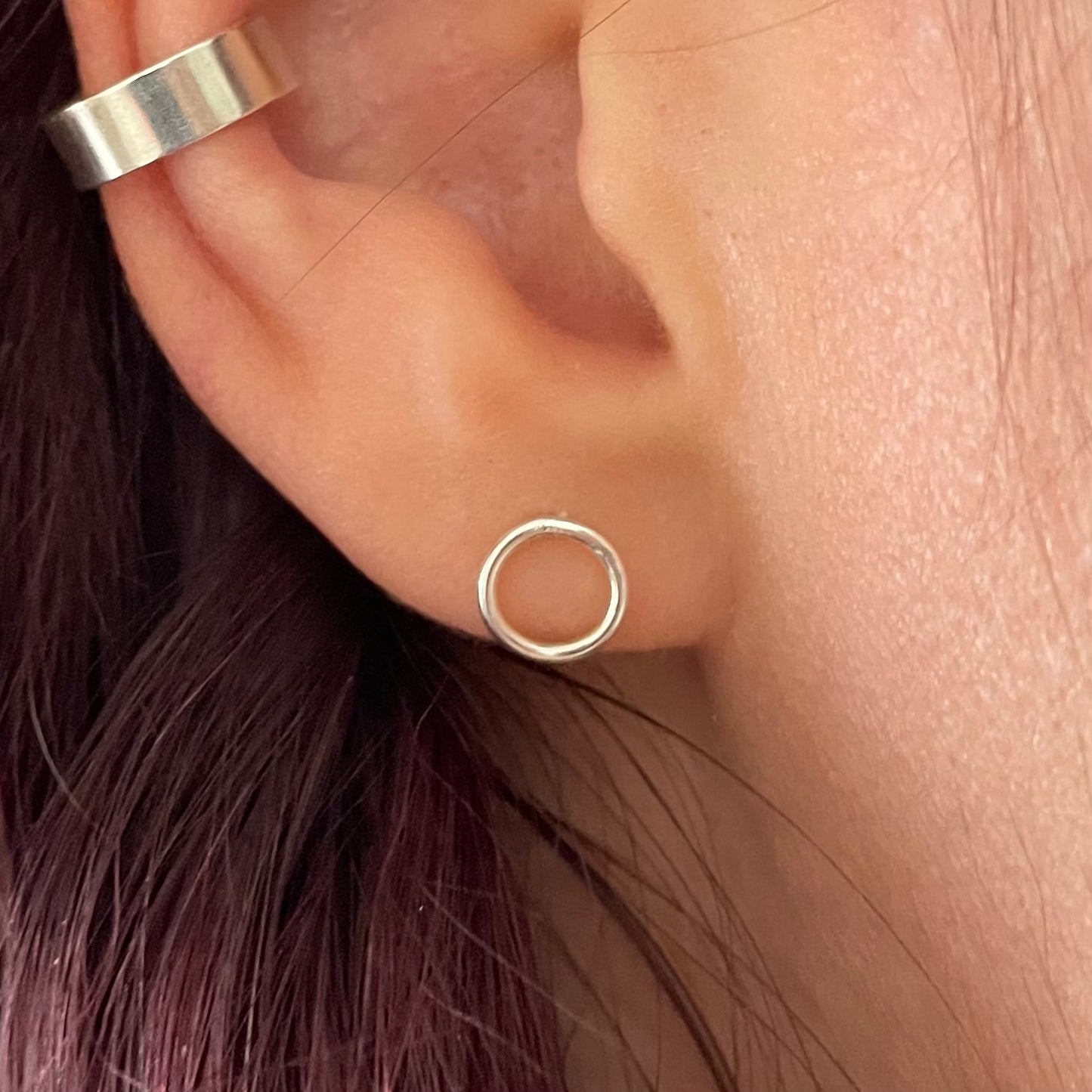 Sterling Silver Circle Stud Earrings